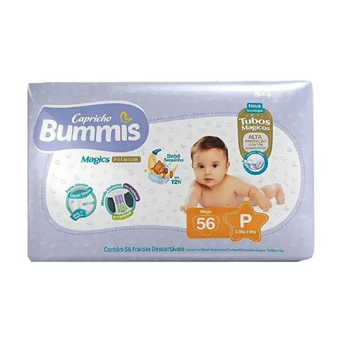 FRALDA CAPRICHO BUMMIS PREMIUM MEGA TAMANHO(P) 56 UN