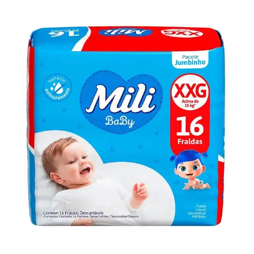 FRALDA MILI BABY JUMBINHO TAN(XXG) 16 UN