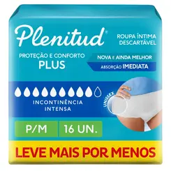 FRALDA PLENITUD ACTIVE PLUS 16UN P/M