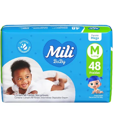 FRALDA MILI BABY MEGA TAM(M) 48 UN