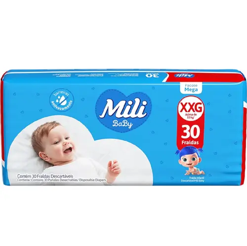 FRALDA MILI BABY MEGA TAM(XXG) 30 UN
