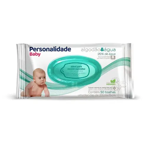 TOALHAS UMEDECIDAS PERSONALIDADE ALGODÃO E AGUA 50UN