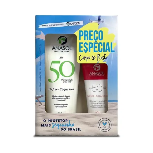 KIT PROTETOR SOLAR ANASOL FPS 50 200 ML + FACIAL 60G