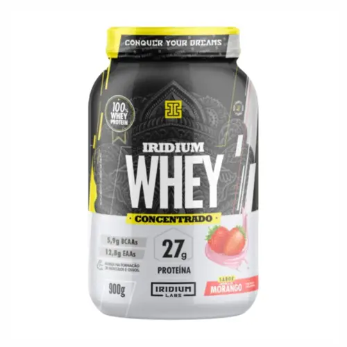 WHEY PROTEIN IRIDIUM 900G CONCENTRADO MORANGO