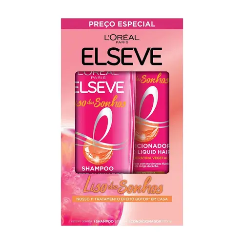 KIT ELSEVE SHAMPOO 375ML+CONDICIONADO 170ML LISO DOS SONHOS