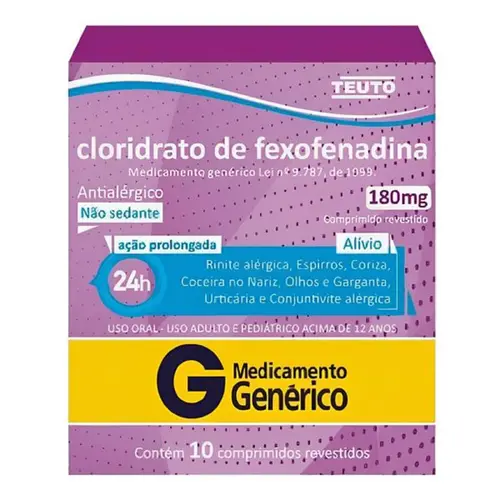 CLORIDRATO DE FEXOFENADINA 180MG 10 COMPRIMIDOS TEUTO