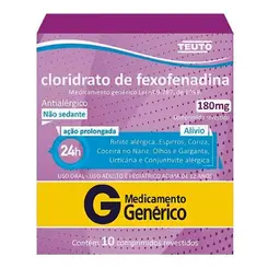 CLORIDRATO DE FEXOFENADINA 180MG 10 COMPRIMIDOS TEUTO
