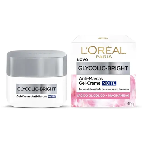 GEL CREME LOREAL GLYCOLIC-BRIGHT 49G NOITE ANTI-MARCAS