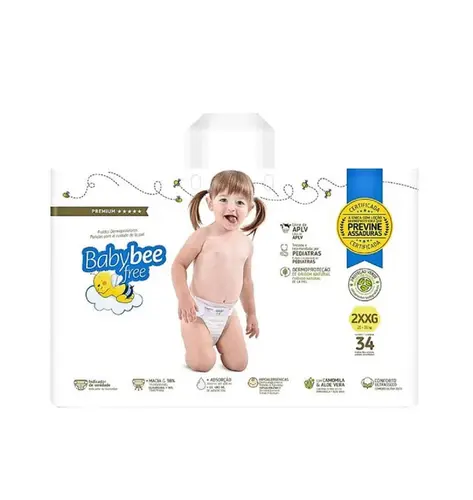 FRALDA BABYBEE FREE DERMOPROTETORA 2 XXG 34 UNIDADES